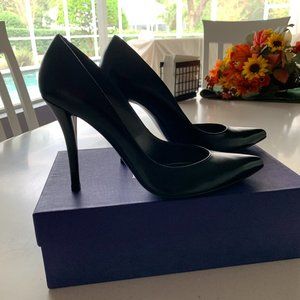 NEW Stuart Weitzman Black Leather Stiletto Pointed Toe Pump